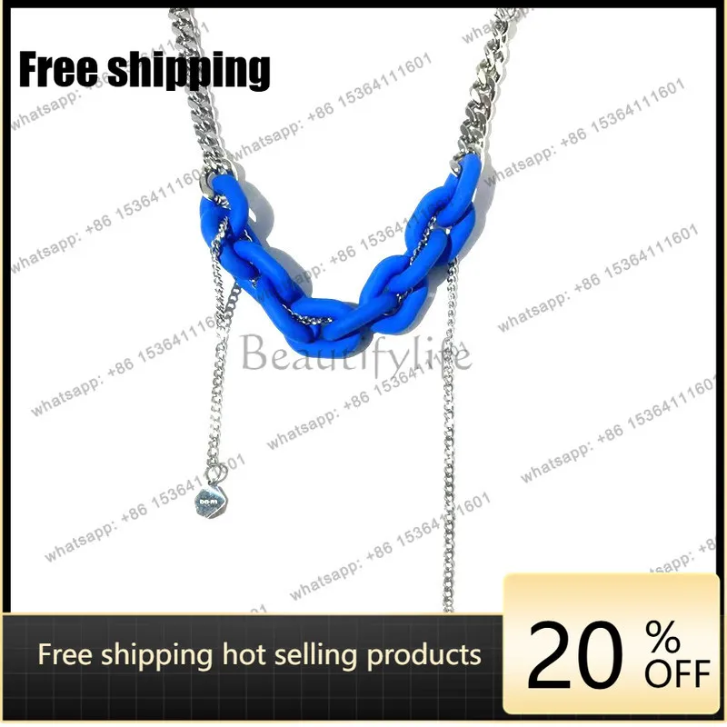 LJY Klein Blue Female Light Luxury niche Design Hip Hop Sweet Cool Babes Blue