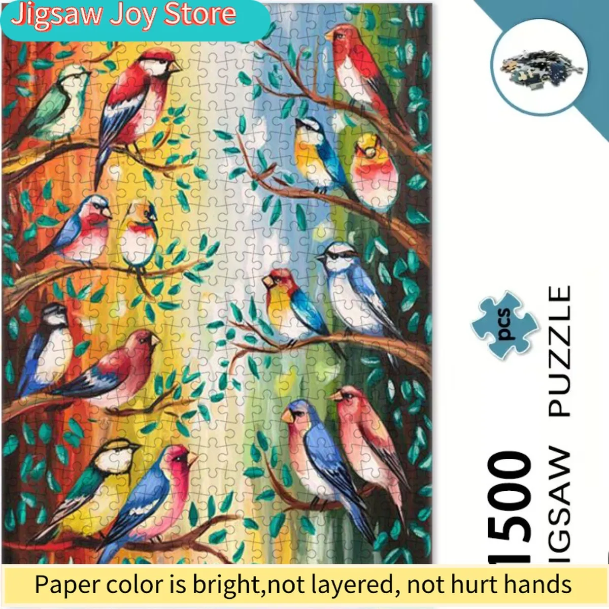 

Adult Puzzle - Birds & Jungle Leaves Colorful Creatures Suitable for Adults, Challenging Brain, Christmas/Birthday Gift, Home