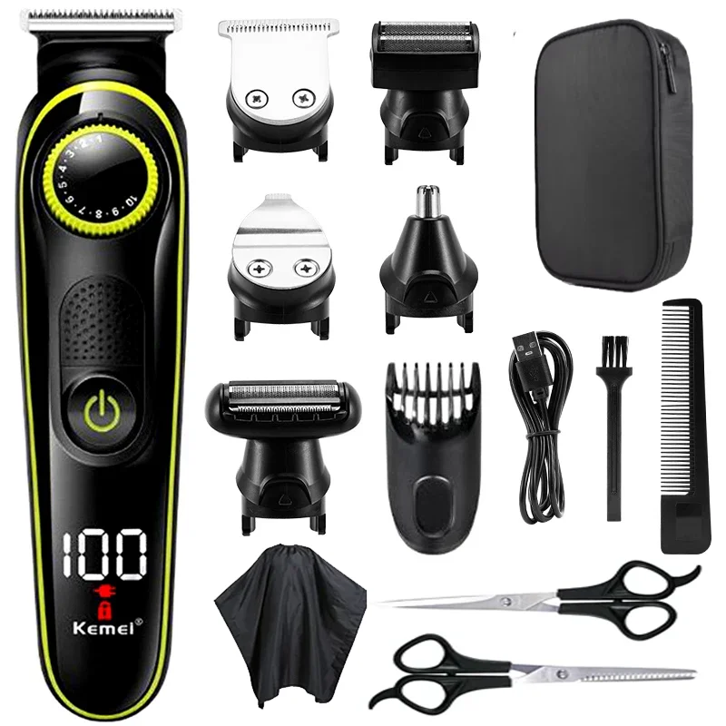 

Kemei Hair Clipper Multifunctional Trimmer For Men Electric Shaver For Men's Razor Nose 5 In 1 Professional Trimmer KM-696