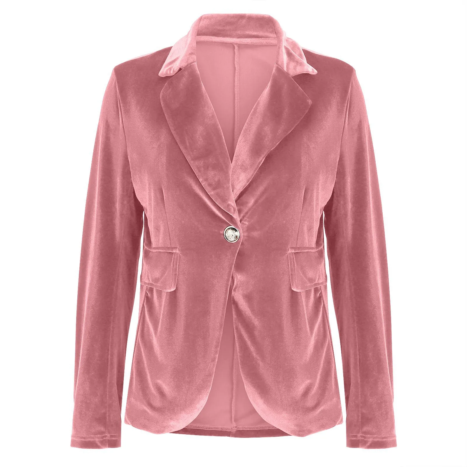 

Элегантные модные костюмы, однотонные свободные облегающие пальто в пригородном стиле, пальто с длинными рукавами, золотистая бархатная верхняя одежда на одной пуговице