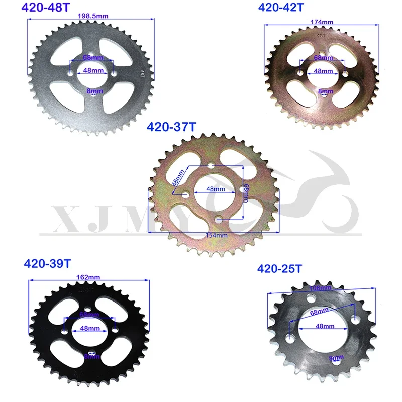 420-25T/37T/39T/42T/48T 48mm rear sprocket for ATV quad pit buggy buggy kart motorcycle