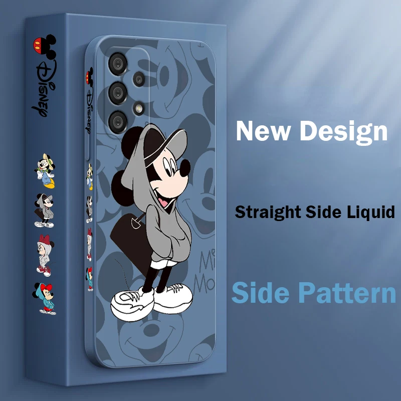 Disney Mickey Minnie Mouse Phone Case For Samsung A73 A53 A33 A52 A32 A71 A51 A21S A03S A50 A30 5G Liquid Left Rope Funda