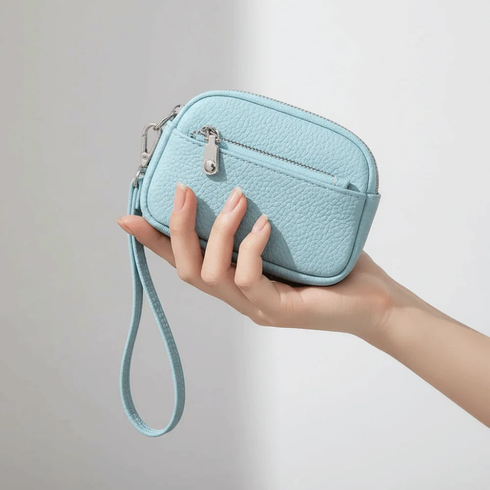 Fashion Fashion Women's Keychain Wallet Zipper Soft Women Wrist Wallet Compact Solid Color Coin Bag Casual Wear