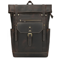 Crazy Horse Leather Men's Backpack Genuine Leather Travel Backpack Bag Laptop Travel Bag For Men Male 14 15 Inch Backpacks Male
