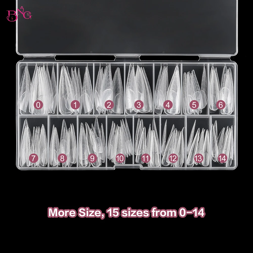 BNG Stiletto Square Nail Dual Forms for French Manicure Acrylic Nail Extension Reusable Nail Forms for Poly Builder Gel 15 Sizes