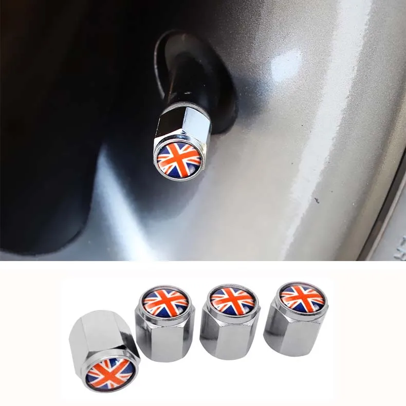 4PCS Car Wheel Tire Valve Caps UK Flag Tyre Stem For Toyota Lexus Opel Kia Ford Chevrolet Volvo Honda Jeep Tesla Hyundai