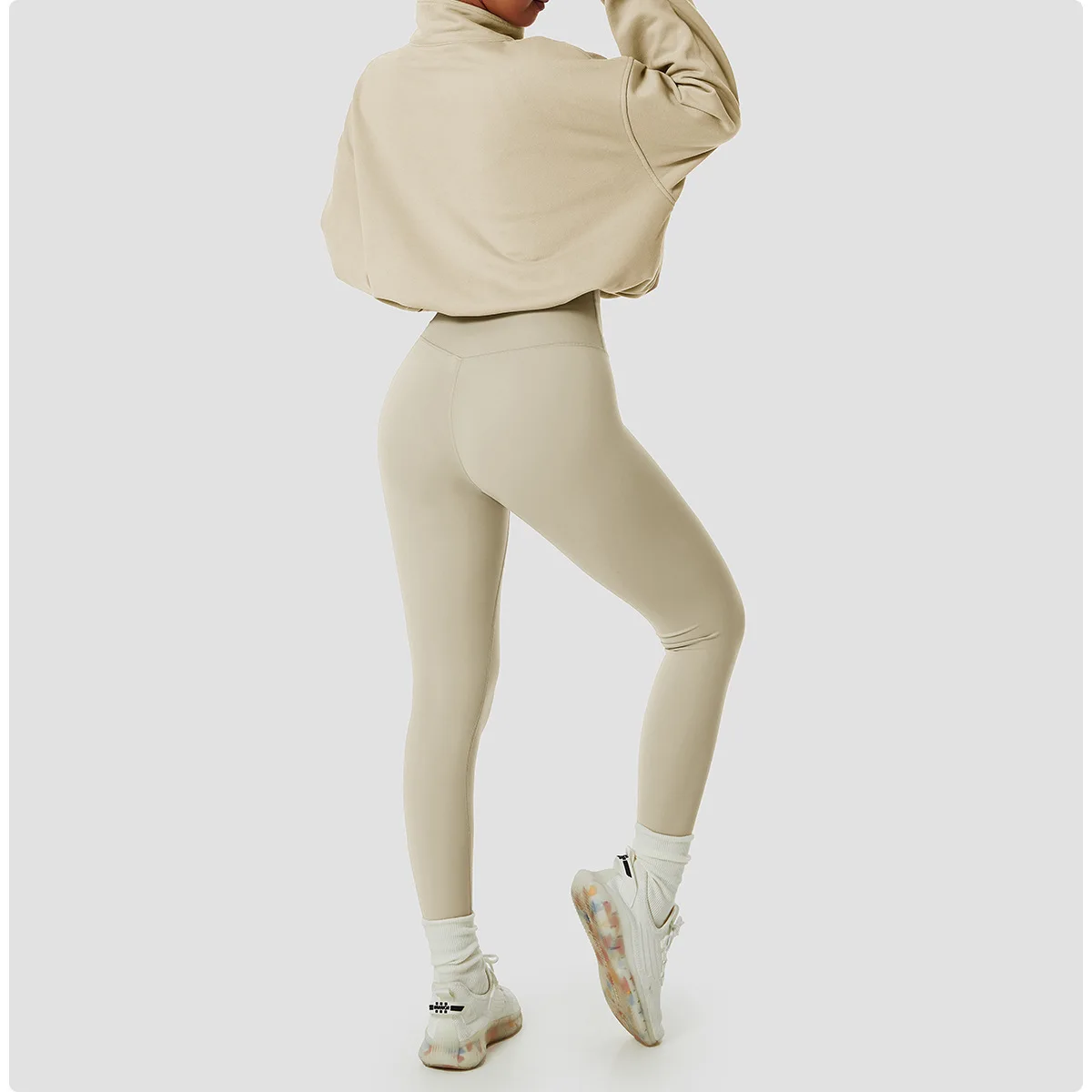 cotton Winter Outdoor High Collar Yoga Jacket Top Coat Running Women\'s Sports Jacket Half Zipper Women Sports Long Sleeves