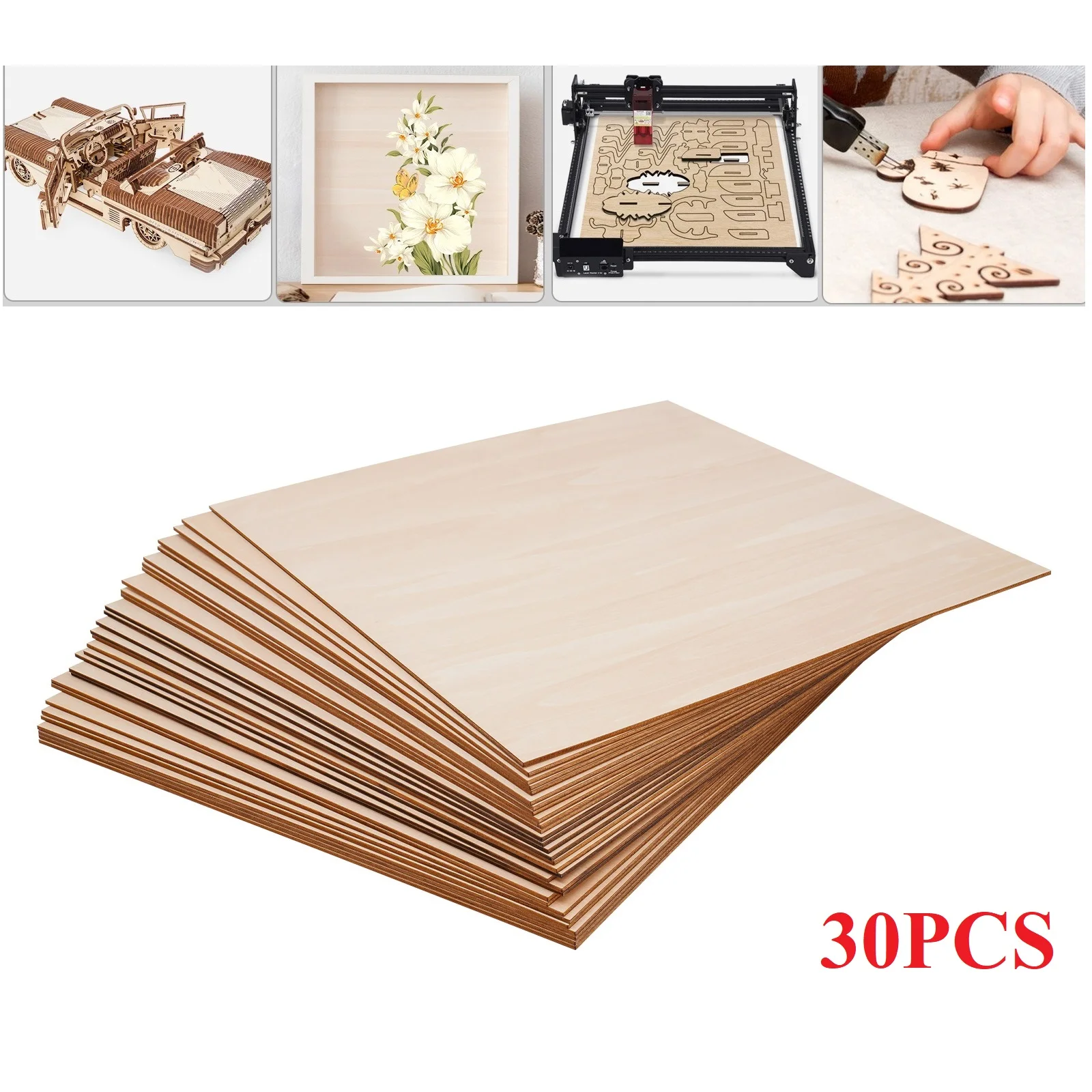 Feuilles de tilleul de 3mm d'épaisseur, 30 pièces, panneau 30x30cm/40x40cm pour décoration de maison en bois, panneaux carrés de contreplaqué en bois vierges pour la gravure