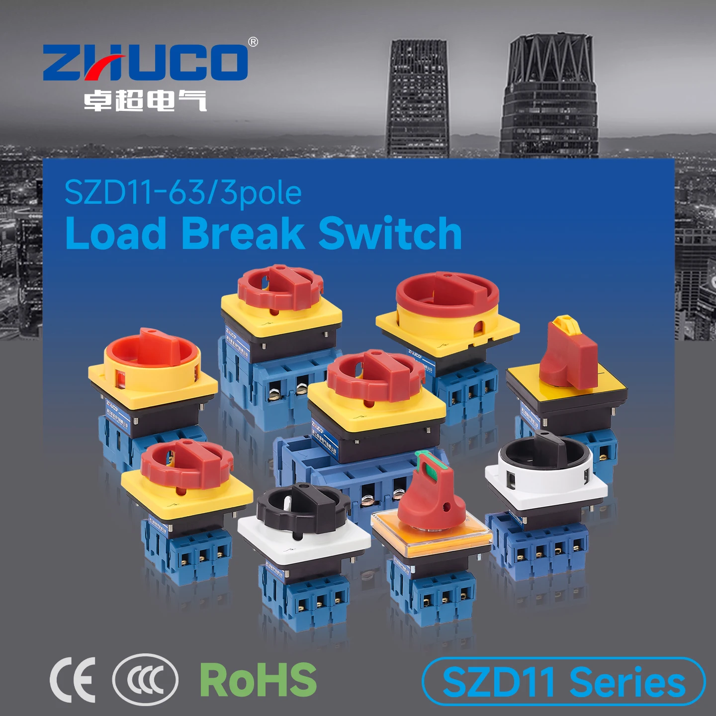 SZD11-63/3P Interchangeable with YMD11/LW30/GLD11/JYD11, 3-Phase 3-Wire Load Disconnect Switch, Universal Changeover Switch