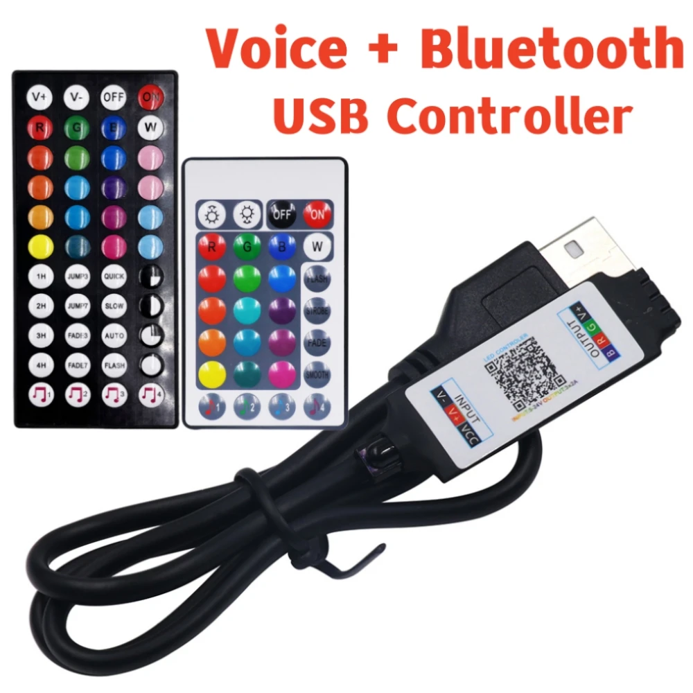 5050 RGB USB LED TV Screen Backlight Strips 28Keys 44Keys Smart Voice Bluetooth APP Flexible 30LEDs/M Tape Diode Ribbon 5M 10M
