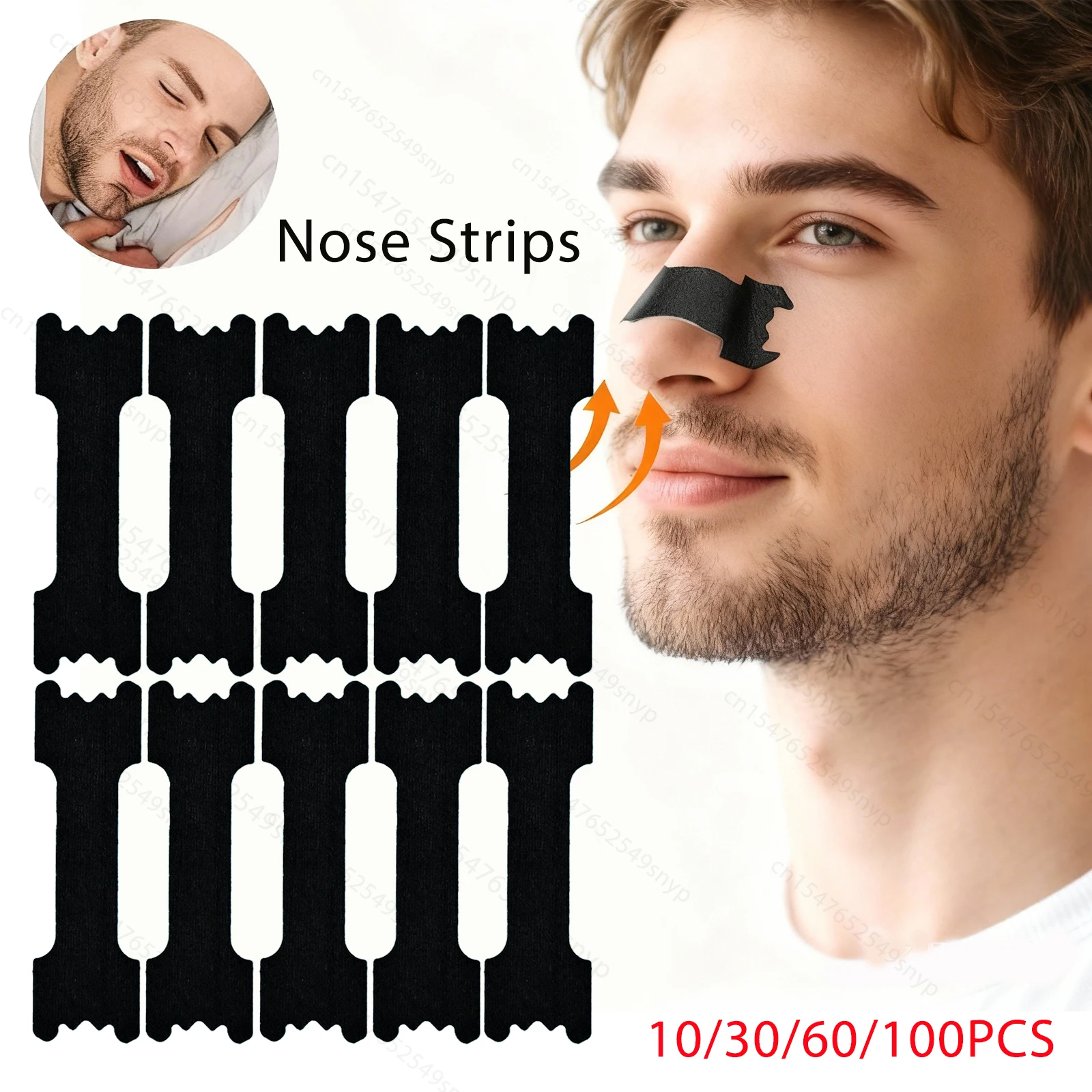 10/30/60/100PCS Black Nose Strips Extra Strength Nasal Strips Better Sleeping Non Invasive Anti Snoring Patch Better Breathing