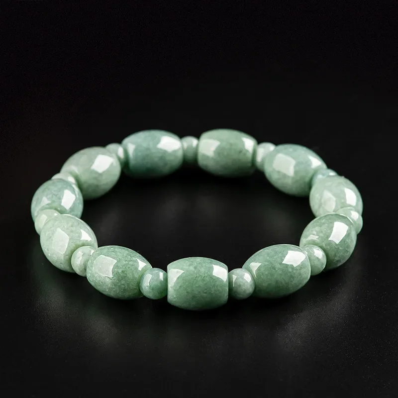 Birmańskie bransoletki z koralików jadeitowych biżuteria naturalny prezent bransoletka prawdziwe rzeźbione kobiety w stylu Vintage urok zielone talizmany szmaragdowy amulet jadeit
