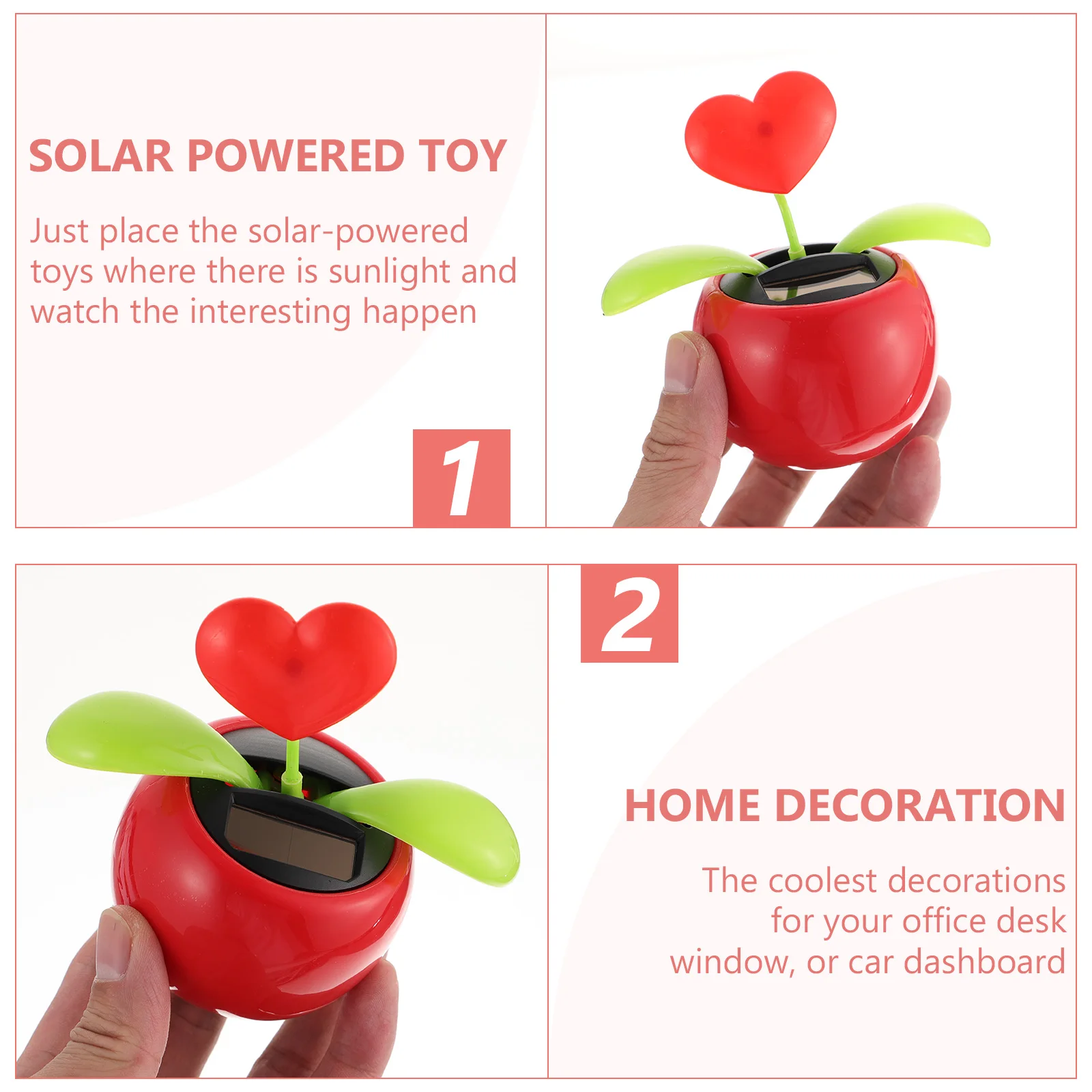 

2Pcs Automatic Car Ornaments Solar Dashboard Decorations ABS Material Solar Powered Toy Office Home Car Interior