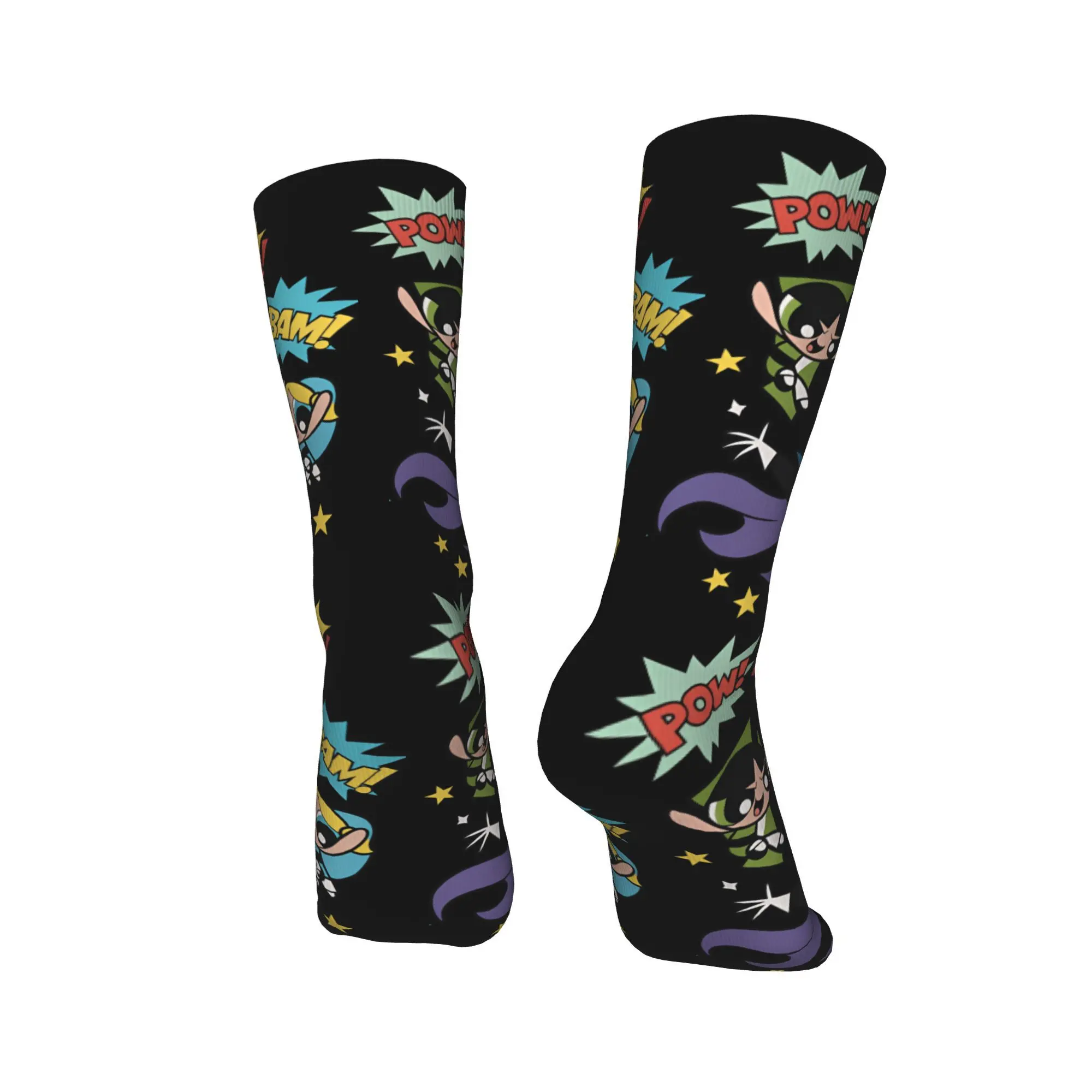 Powerpuffs Girls ถุงเท้าป้องกันการลื่นไถลถุงน่องผู้หญิงผู้ชาย Medium Soft ถุงเท้าขี่จักรยานฤดูหนาว Leisure Design ถุงเท้า
