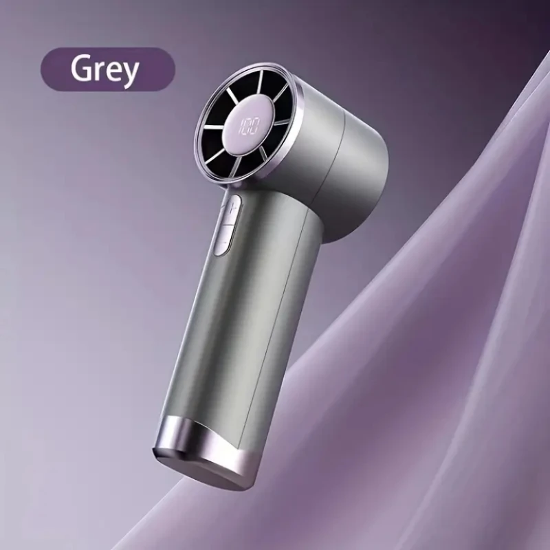 Mini ventilatore USB a 5 velocità con display digitale, ricaricabile e cordino: perfetto per viaggi, attività all'aperto, regali