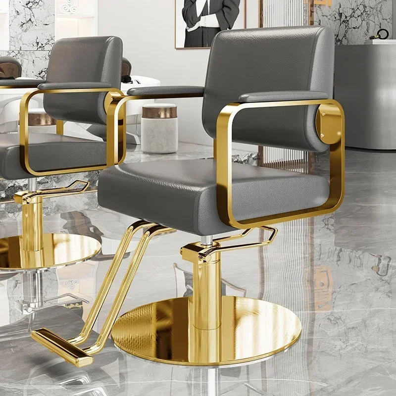 

Beauty Professional Barber Chair Swivel Hairdresser Luxury Working Gold Salon Chair Makeup Cadeira De Barbeiro Salon Furniture