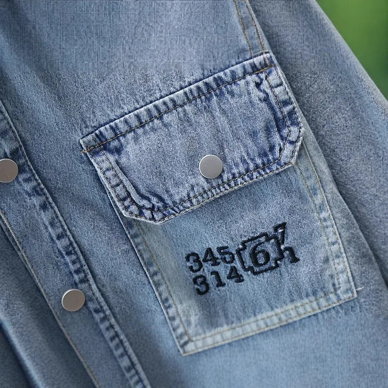 سترة أطفال أولادي y2k من قماش الدنيم موضة كورية للأطفال ملابس هيب هوب كلاسيكية مطرزة بحروف جينز معطف علوي سميك للأطفال