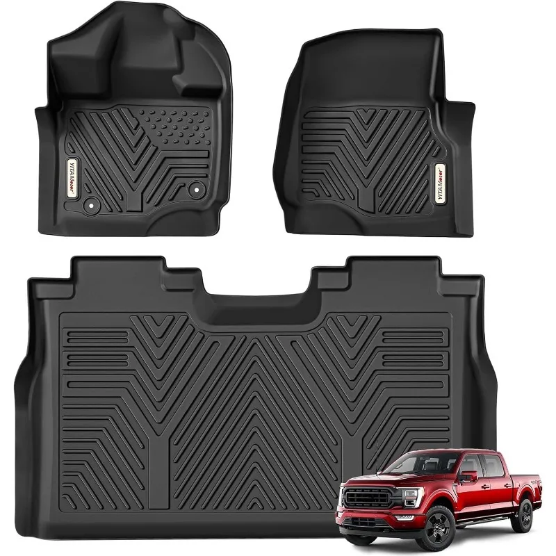 

Floor Mats Fit for Ford F-150/F150 SuperCrew Cab 2025-2015(Rear w/o U-Seat Flat Storage),TPE All Weather F150 Truck