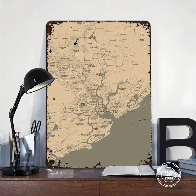 Charleston Decoration Home Decorations South Carolina Tin Poster Customized Wall Art Retro Vintage Metal Signs for Fans Room