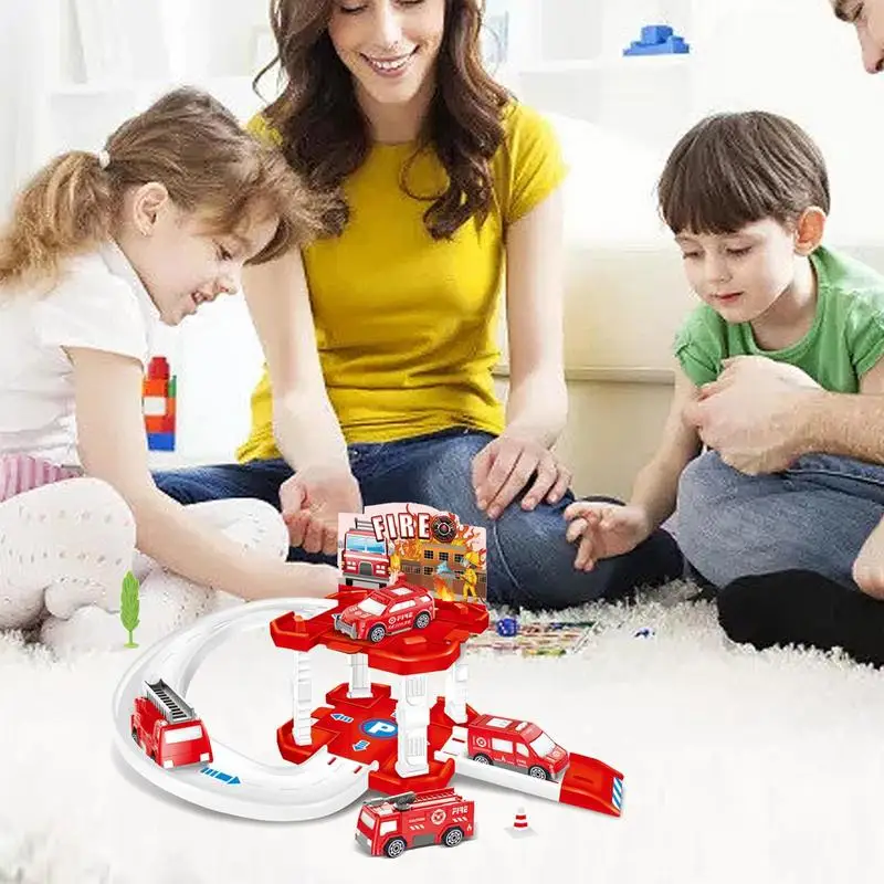 Juego de pista de juguete para niños, juego de pista de carreras, juguetes de Motor fino, juegos de aprendizaje, estacionamiento urbano, juguetes de coche para niños