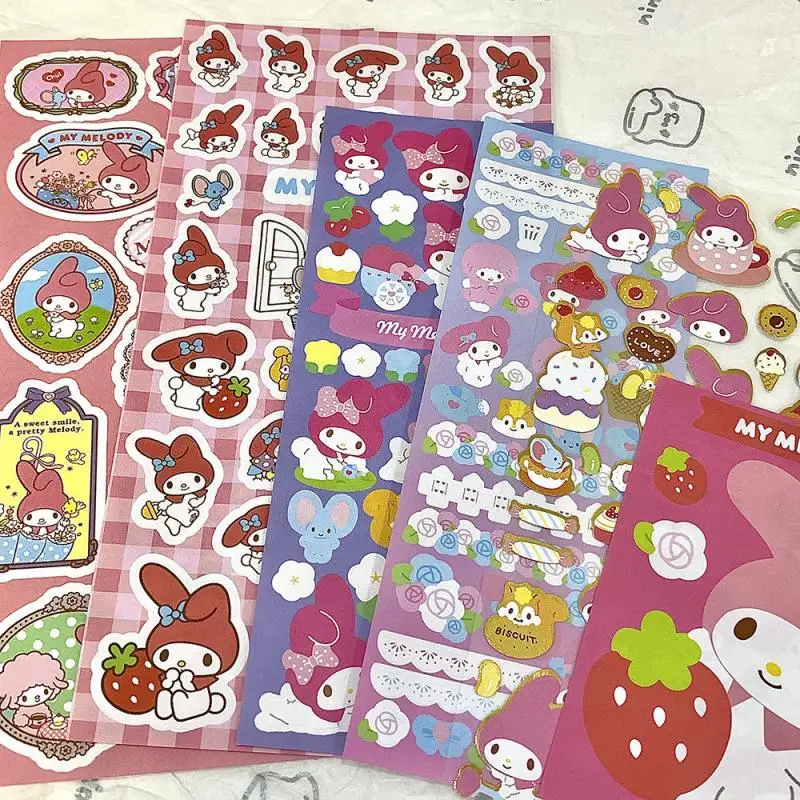 Sanrios Hello Kitty Tearable Sticky Notes Posted-It Cinnamoroll Handbook Melody Memo Pad Set Diy Diary Decor Stickers Stationery