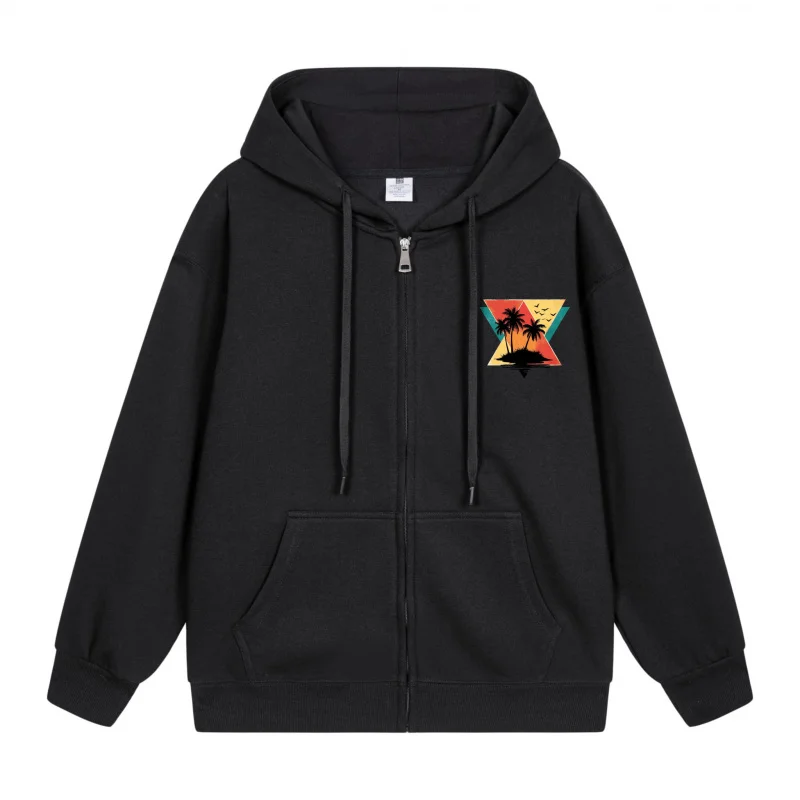 

Men's Zip-Up Hoodie Colorful Triangle Design On Hoodie 2025 New Style Casual Couples’ Style Couples’ Style