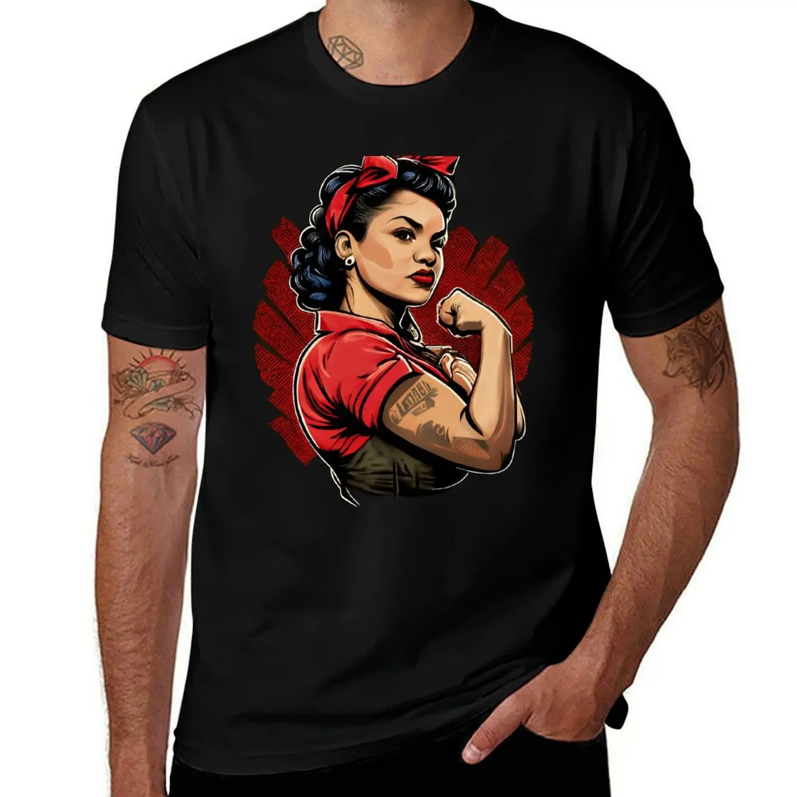 Rosalinda the Riveter - Latina Empowerment T-Shirt Moisture Wicking Athletic T-Shirt