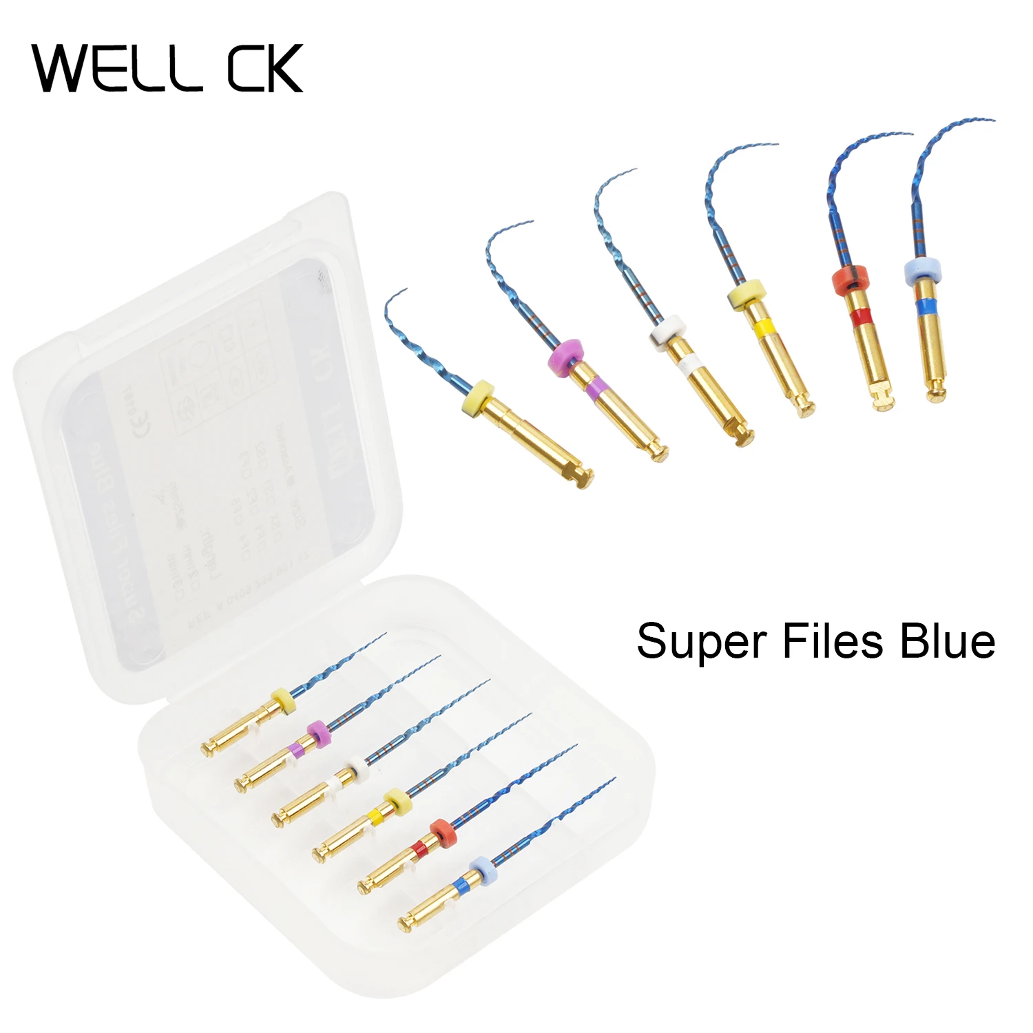 6 sztuk/pudło 19/21/25MM Pilnik do kanałów korzeniowych zębów Super pliki Niebieski kanał korzeniowy Obrotowy pilnik nitinolowy Materiał endodontyczny Dokładność cieplna