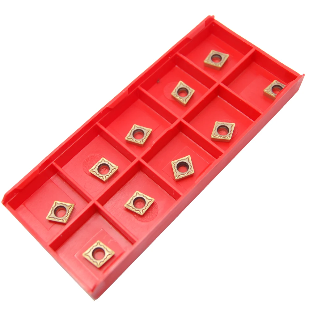 10 Chiếc Carbide Dạng CCMT060202 CCMT060204 CCMT09T302 CCMT09T304 CCMT120404 CCMT120408 Tiện Bằng Máy CNC Dụng Cụ Quay Rau Thép Không Gỉ