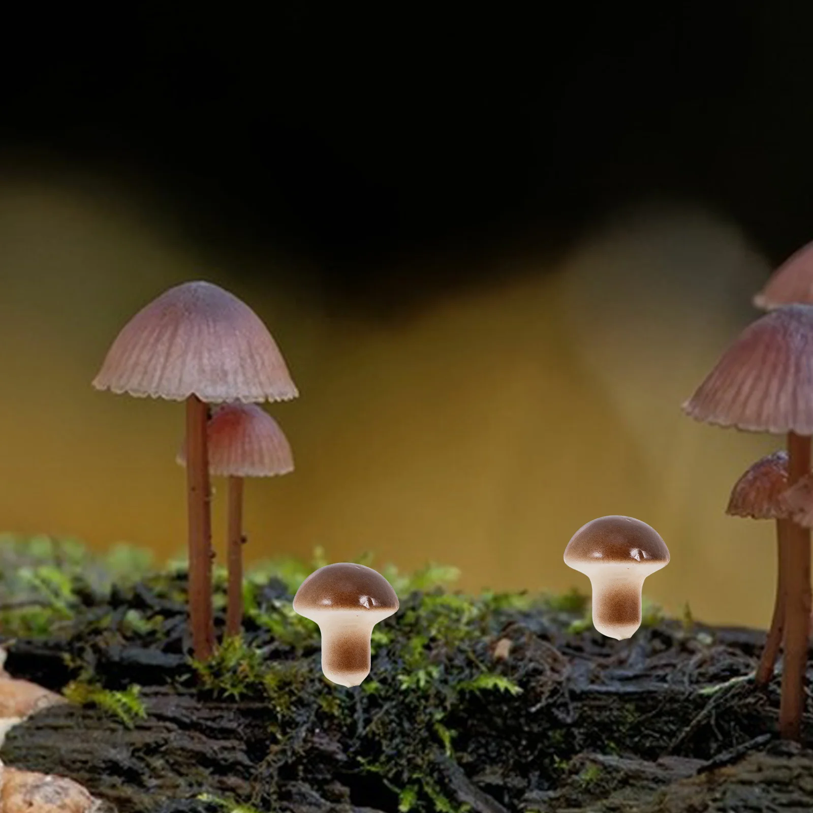 

50pcs Mini Foam Mushrooms Dark Brown Tiny Fairy Garden Picks Artificial Mushroom Stakes For Bonsai Succulent Micro Landscape Diy
