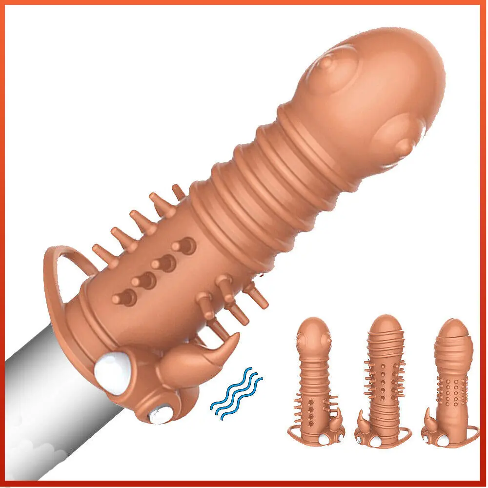 

Reusable Penis Sleeve Silicone Vibrating Penis Enlargement Condoms Penis Extender Enlarger Delayed Ejaculation Sex Toys for Men