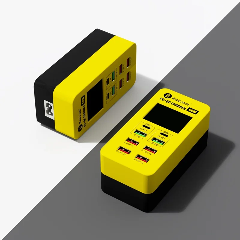 Kailiwei KLW-A8T 8 Port Charger 60W High Power USB Plug Fast Charging Suitable Home Multiple Mobile Phones Interface Sockets