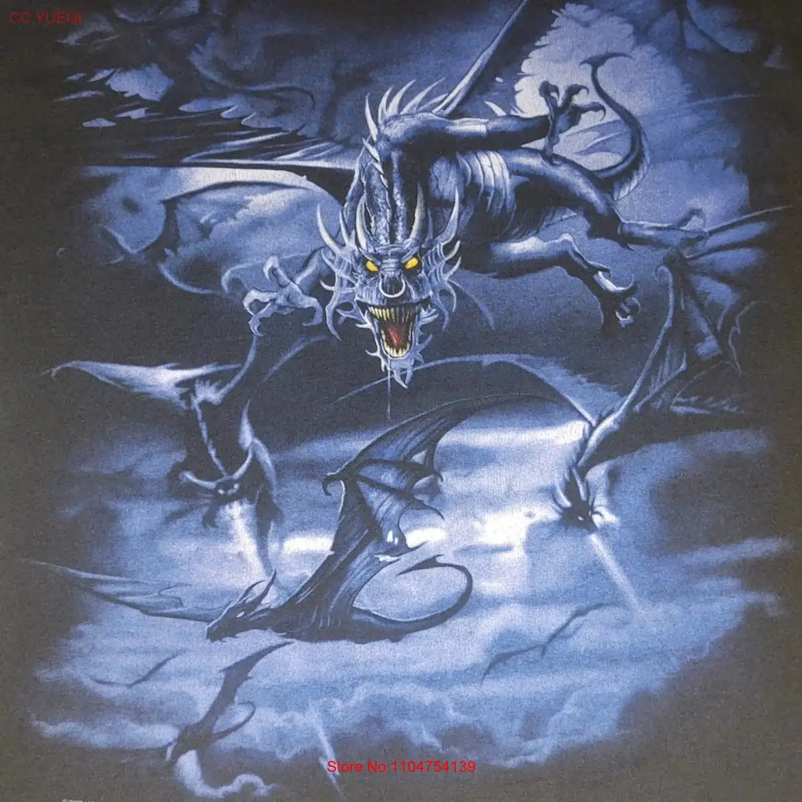 Mythic Dragon 2007 AAA Alstyle Liquid Blue Dark Fantasy Mystical T Shirt XL vintage Washed fashion streetwear Stretched Stylish