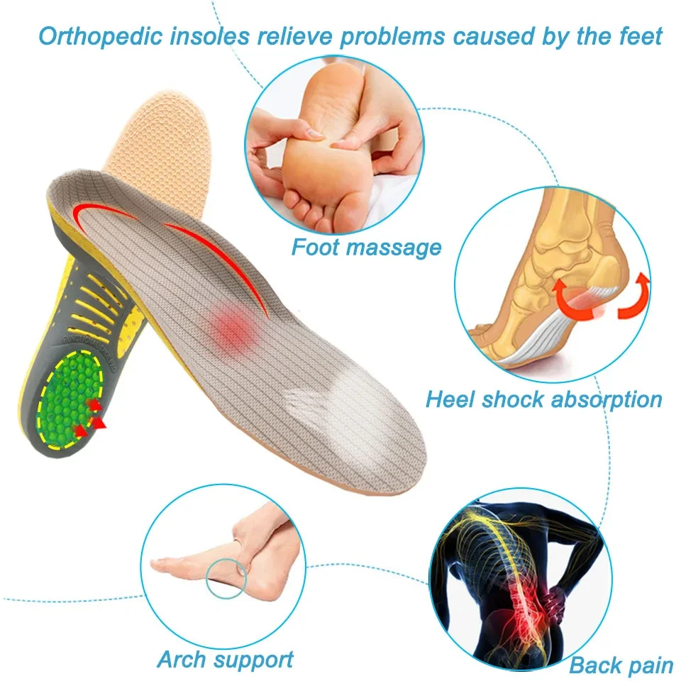 3Pairs Orthopedic Insoles Orthotics Flat Foot Health Sole Pad For Shoes Insert Arch Support Pad Plantar Fasciitis Feet Care Pads