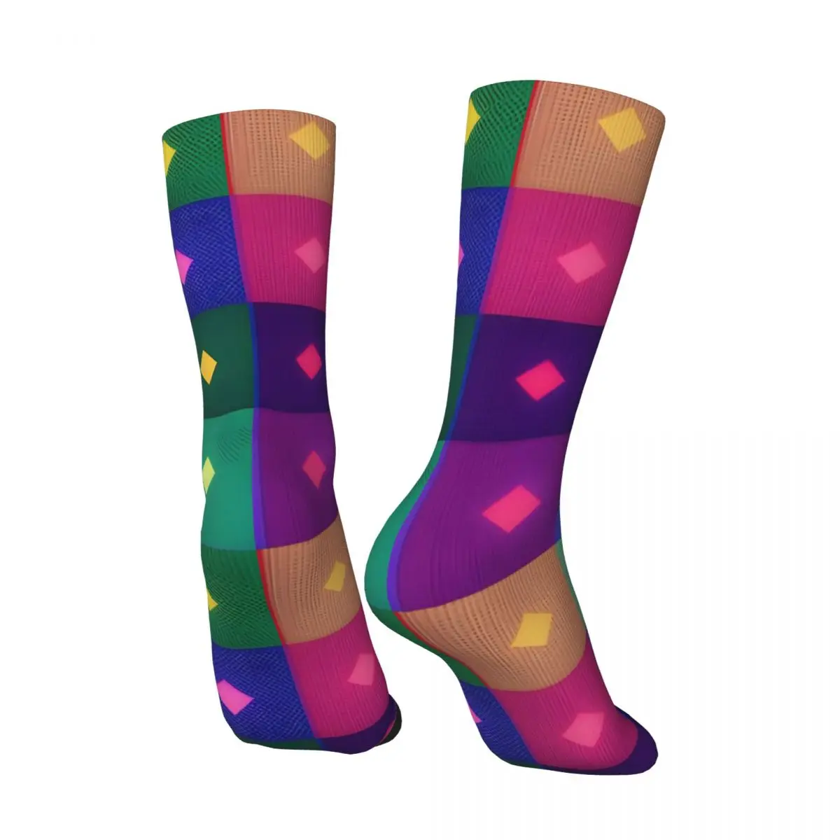 Hip Hop Vintage Rainbow Shapes Crazy Men's compression Socks Unisex Plaid Pattern Harajuku Pattern Printed Funny Crew Sock Boys