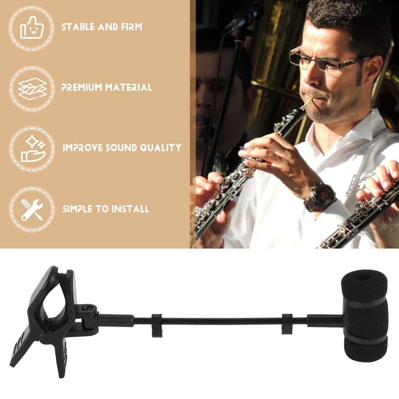 B63B-2X instrumento condensador micrófono Clip para flauta clarinete Piccolo Oboe soportes de soporte universales montaje en Rack de micrófono