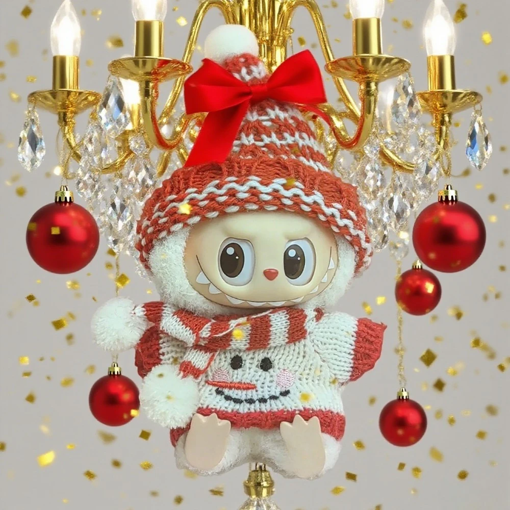 

17 см одежда Labubu слепая коробка универсальная сидячая стоячая плюшевая кукла аксессуары Labubu дизайнерская одежда комплект костюмов с тыквой