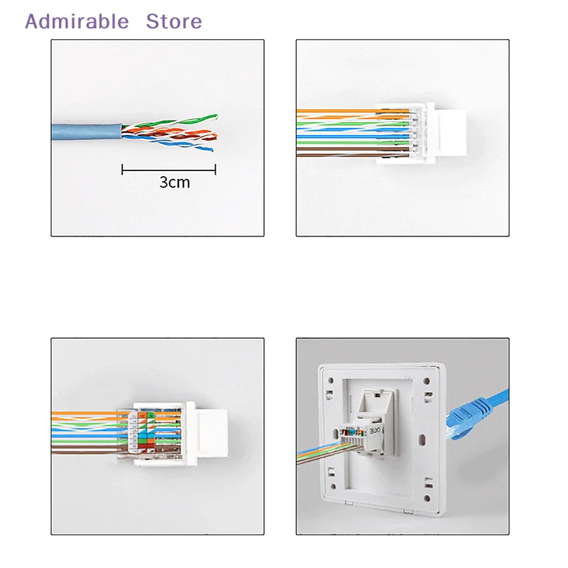 [W]5PCS RJ45 Connector Information Socket Computer Outlet Cable Adapter Jack Tool-free CAT5E UTP Network cable adapter