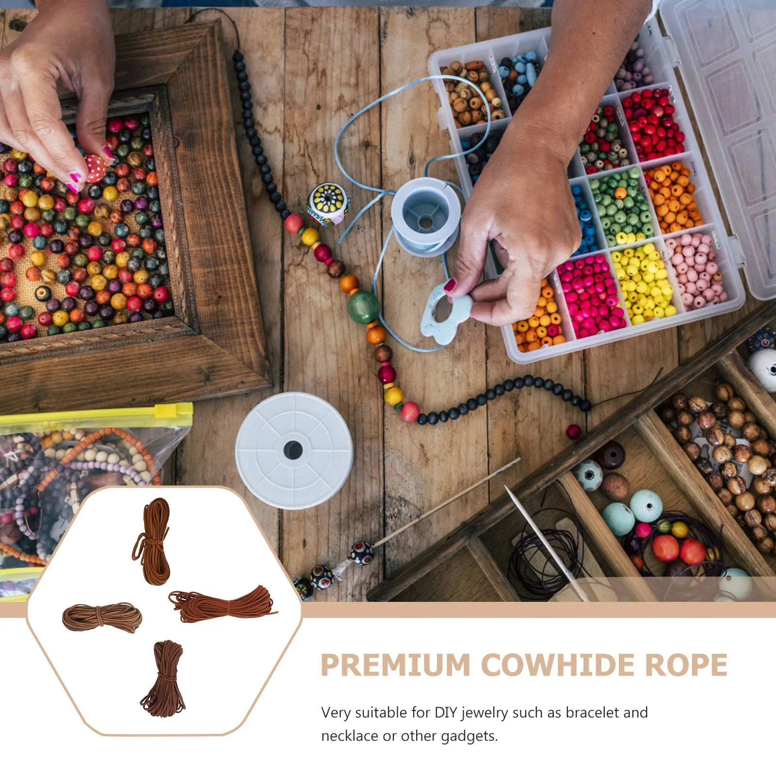 

4 Pcs Beading Material Khaki Suede DIY Bracelet Jewelry Making Cord Crimp Craft Braided