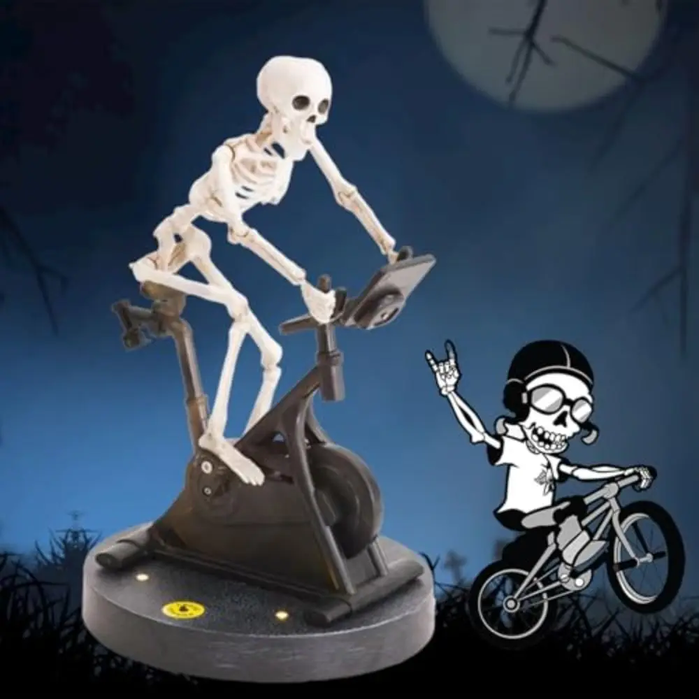 Riding Bike Animatronic Skeleton Decor Gift Skeleton Decor Animated Skeleton Riding Halloween Decorations Exercise Bike