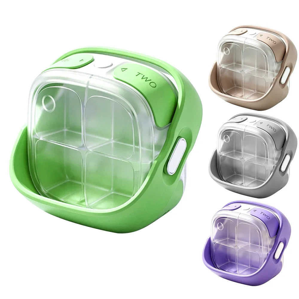 1PCS  Automatic Pill Dispenser,4 Compartments Leakproof Travel Pill Case,One-Touch Pop Out Medicine Organizer for Vitamins,Pills