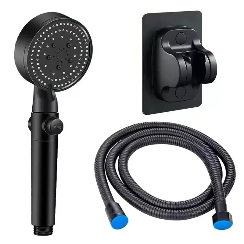 Five-Mode High-Pressure Shower Head, Adjustable Shower Head with Hose, Water-Saving, One-Button Nozzle Stop