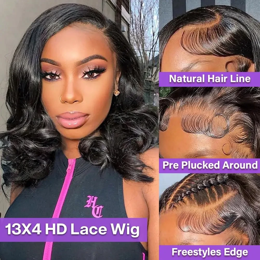 BoB Wig Human Hair Body Wave 13x4 HD Lace Frontal Wigs 14 16 Inch Body Wave 5x5 Closure Glueless Wigs Human Hair Brazilian Remy