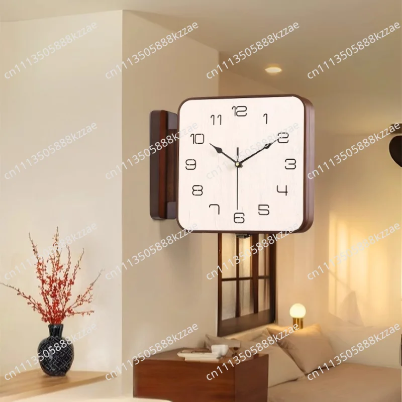 2025 Modern Dual-Sided Wall Clock Minimalist Corner Hanging Timepiece Contemporary Silent Non-Ticking Pendulum Living Room Decor