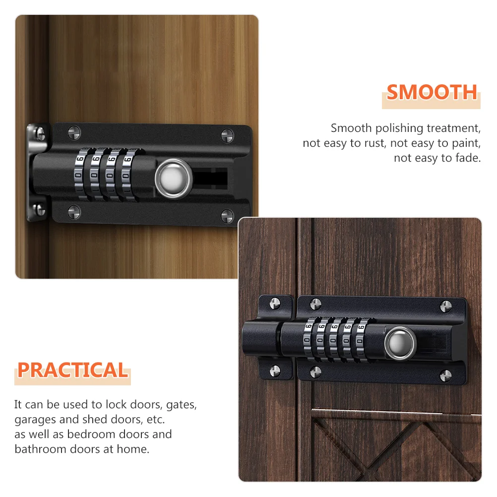 1PC Combination Password Deadbolt Lock Black Door Bolt Gate Locks for Fence Smooth Polishing Rust Resistant Code