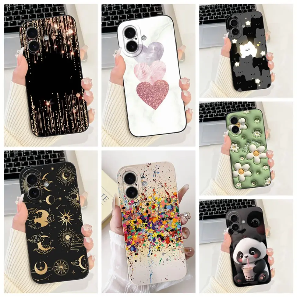 

For iPhone 17 Case A3258 Silicone Fashion Flowers Cute Cat Luxury Cool Pattern Cover For iPhone 17 Phone Case A3519 A3520 A3521