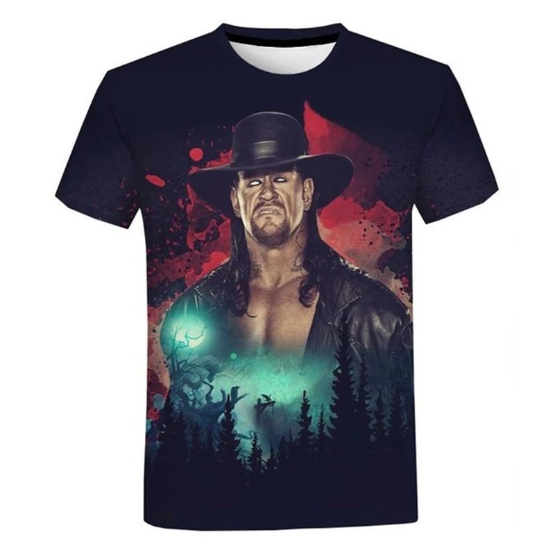 The Undertaker ثلاثية الأبعاد تي شيرت مطبوع الرجال النساء الصيف موضة عادية المصارعة القتال تي شيرت Harajuku الشارع الشهير #3