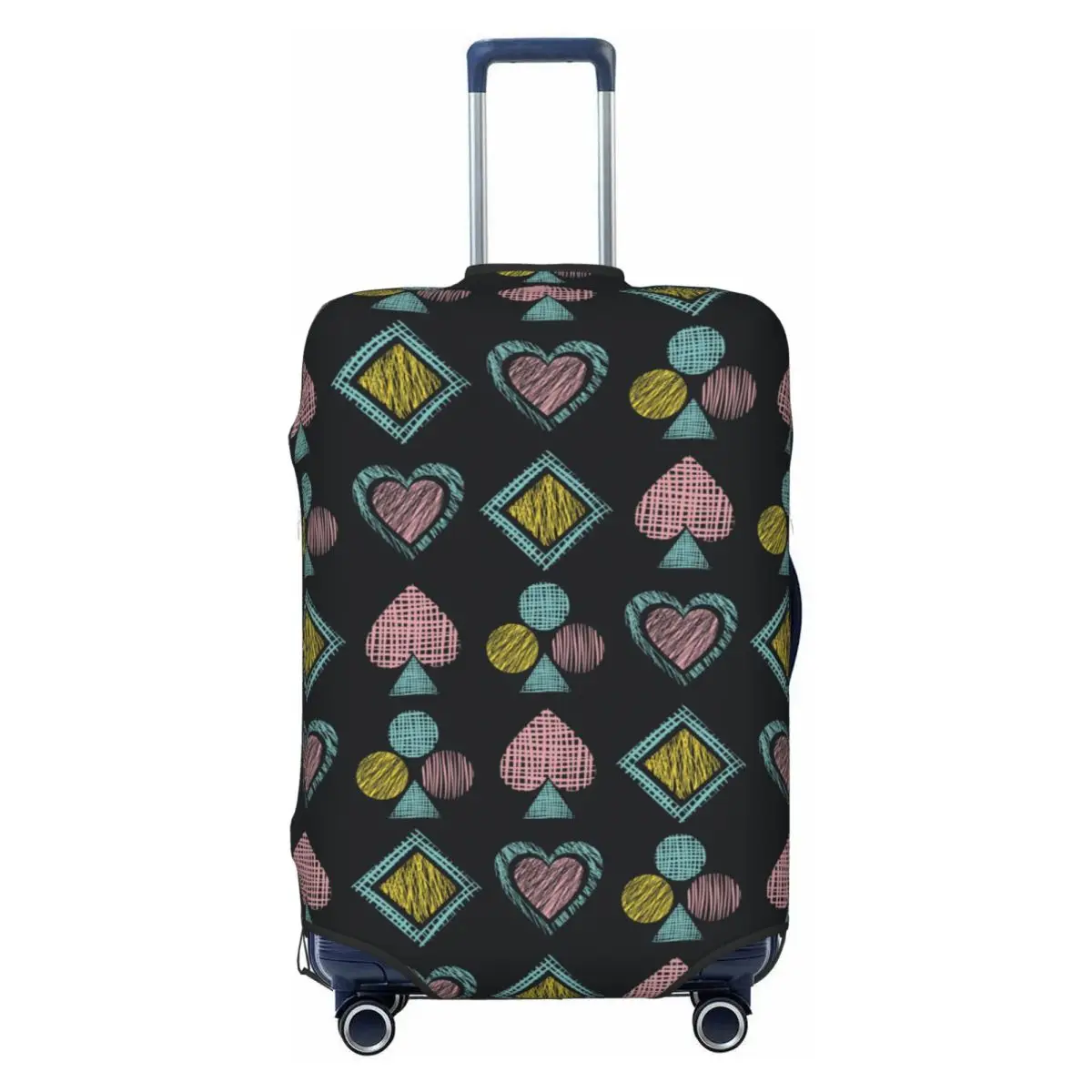 Geometric Graffiti Black Suitcase Cover Playing Cards Travel Protection Flight Practical Luggage Supplies