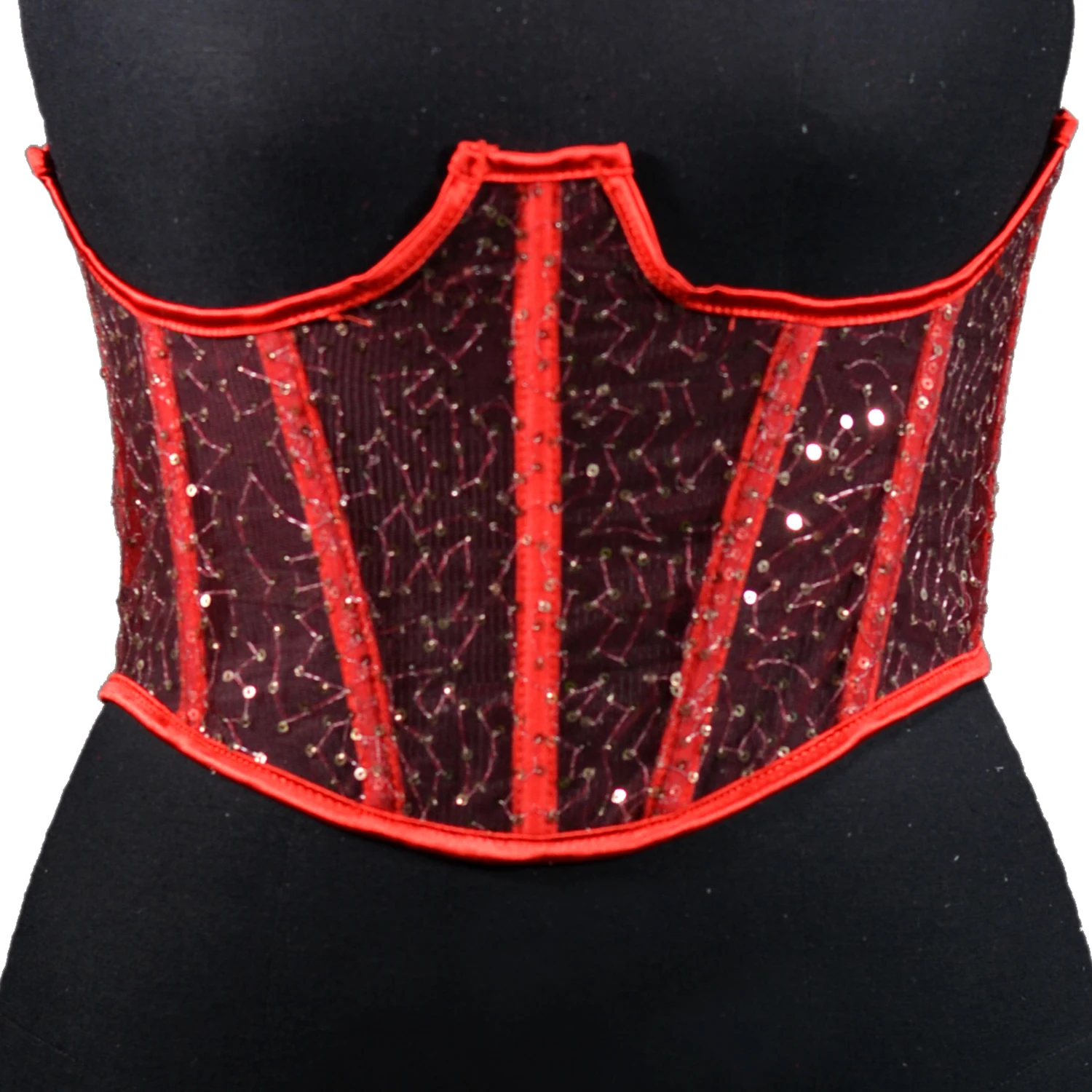 

Women's Evening Corset Rhinestone Lace-up Corset Underbust Mesh Bustier Crop Top Bodices Sexy Lingerie Women Body Shaper