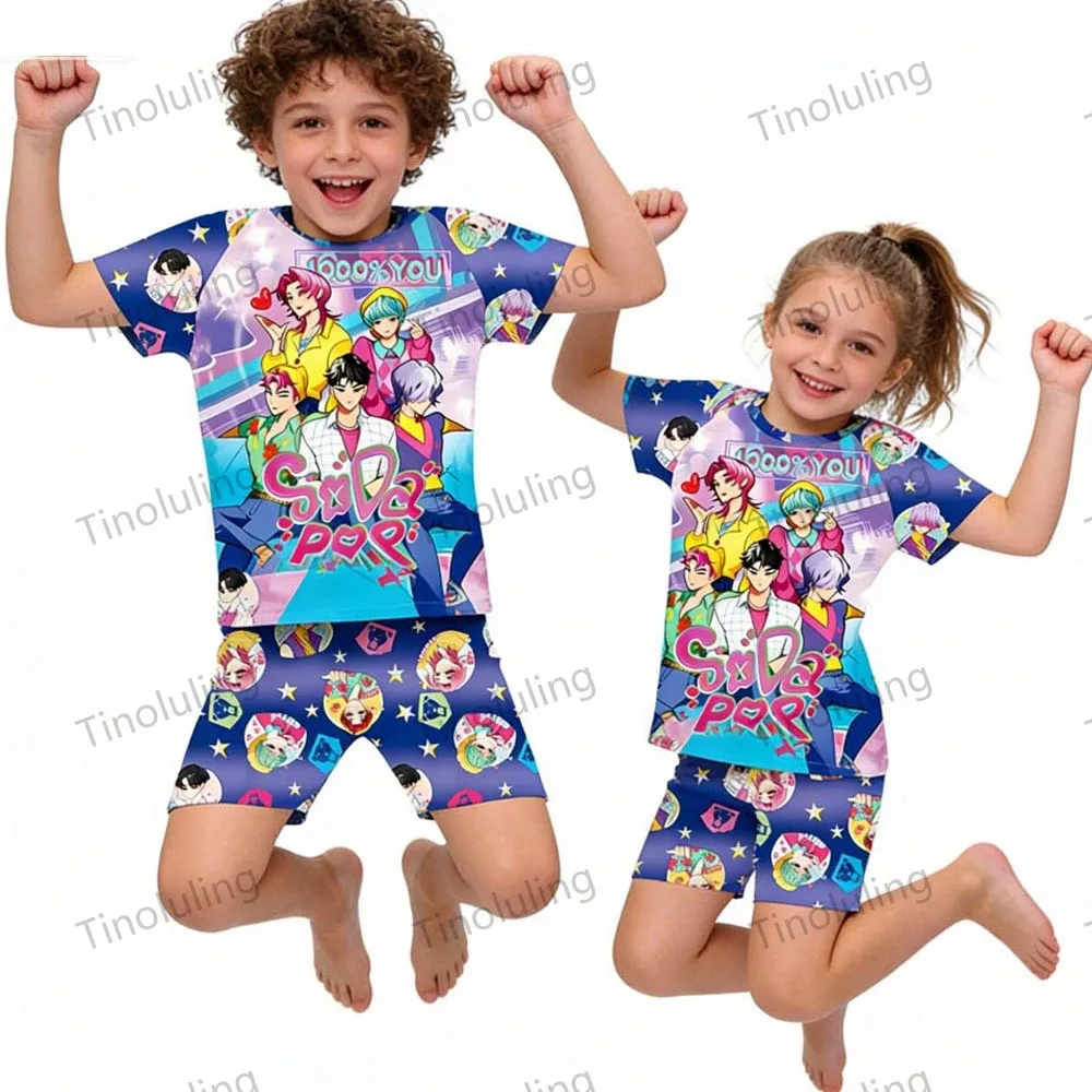 Pigiami Estivi Per Bambini E Bambine, Set Di Pigiama Corto Per 3-12 Anni, Divertenti Pigiami Per Bambini Kpop Demon Hunters